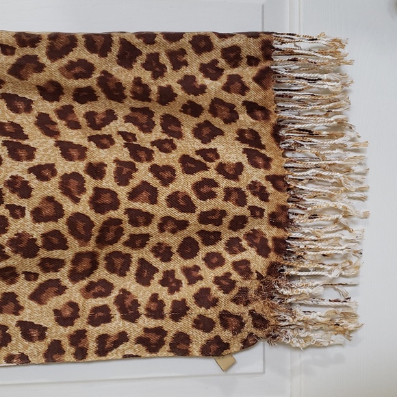 Brown Tan Cream Animal Print Pashmina Scarf Wrap - Picture 5 of 10